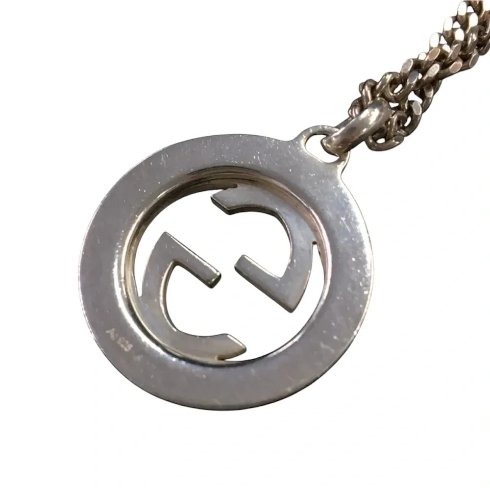 Authentic GUCCI Interlocking G Silver 925 Pendant Necklace
